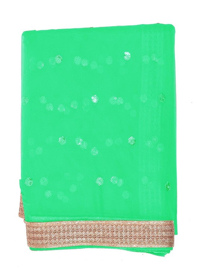 themilestocks TMS Woman's Embellished Net Dupatta Scarf Shawl Wrap Soft Indian Bridal Wedding (Fluorescent Green) - Image 3